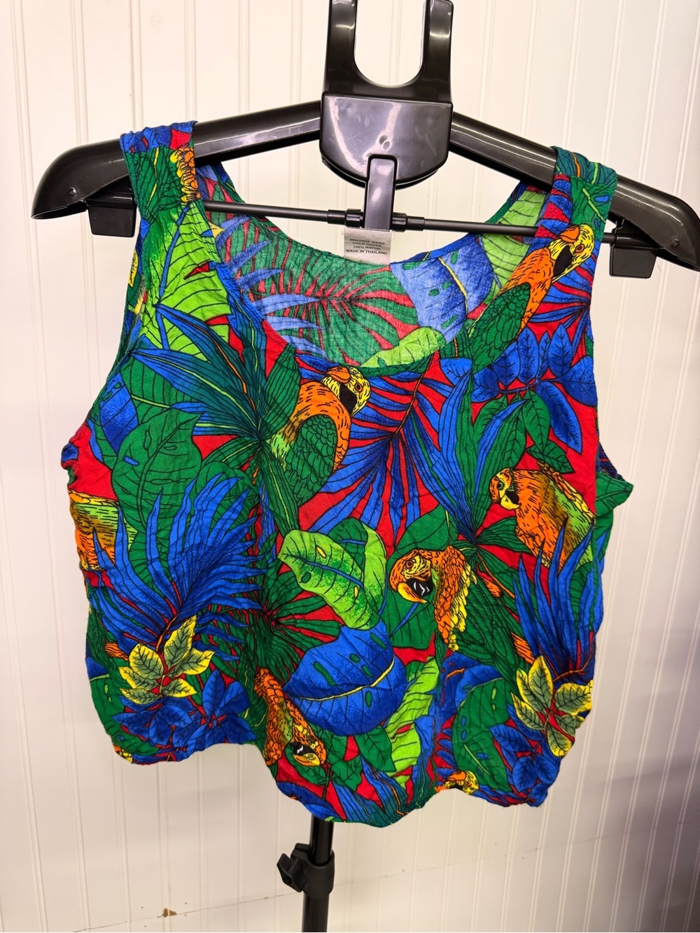 VINTAGE Tropical Parrot Print Women's Tank Top - Multicolor